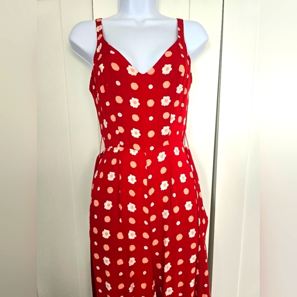 NWOT Rare Collectif Bright & Beautiful Jayleen Jumpsuit in Red Floral Dots - Picture 5 of 12